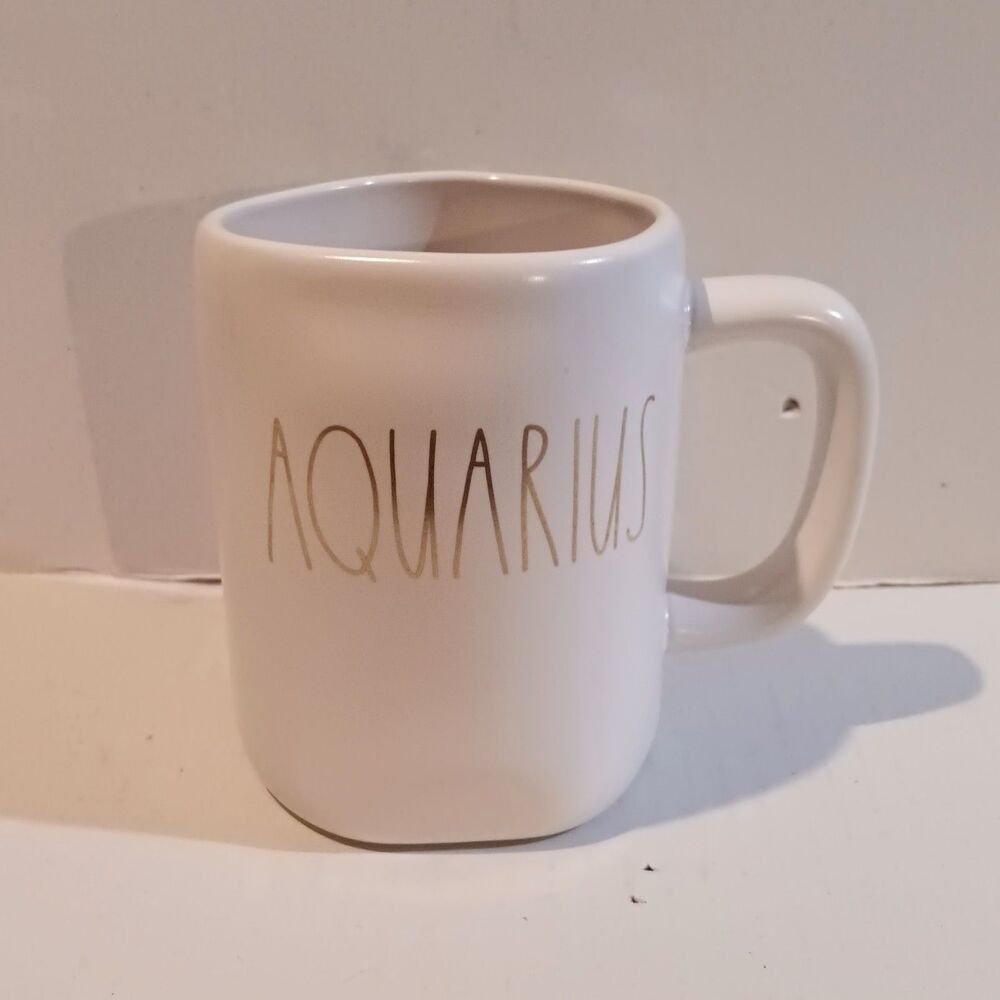 Rae Dunn Aquarius Coffee Mug-Artisan Collection-Gold Print-Star Constellation